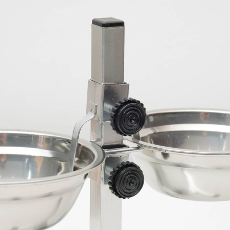 Stand with bowls, 2 x 500 ml, height 30 cm, collapsible with an upper latch, chrome-3