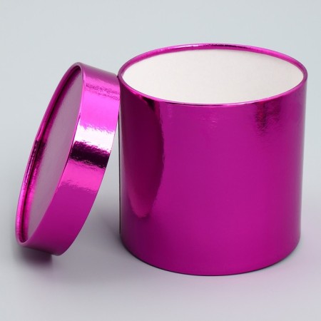 A set of boxes 2 in 1 round, gift packaging, “Present”, pink metallic, 12 x 12, 15 x 15 cm-6