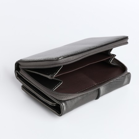 Women's wallet on the button, gray color-2