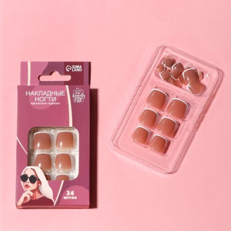 Follow legs "Perfect pedicure. Classic jacket ", 24 pcs, adhesive plates, beige/white color-2