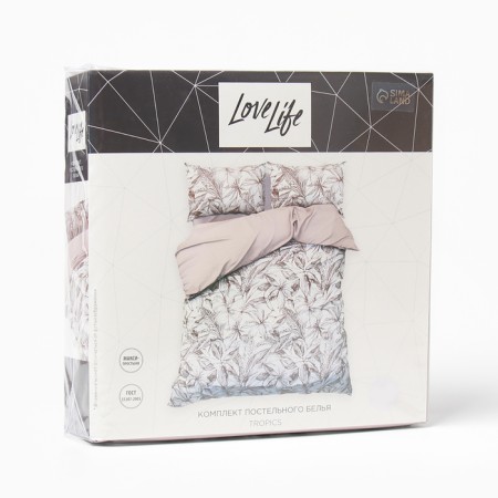 Lovelife 2PPs Bed Tropics 175x215cm, 200x240cm, 50x70cm-2pcs, Aard, 100% P/E, 100G/M2-4