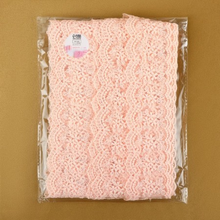 Lace on a grid, 55 mm × 9 ± 0.5 m, pink color-2