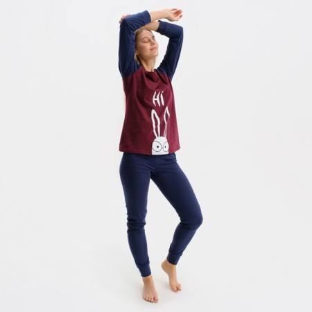 Women's costume (pants/jumper), indigo color/burgundy, size 48-2