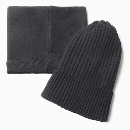 Kit for children (hat, snood), black color, size 48-52-3