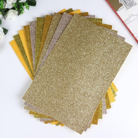 A set of glitter foamiran "Magic 4 Hobby" Assorted No. 4, 20x30 cm, 2 mm, 10pcs