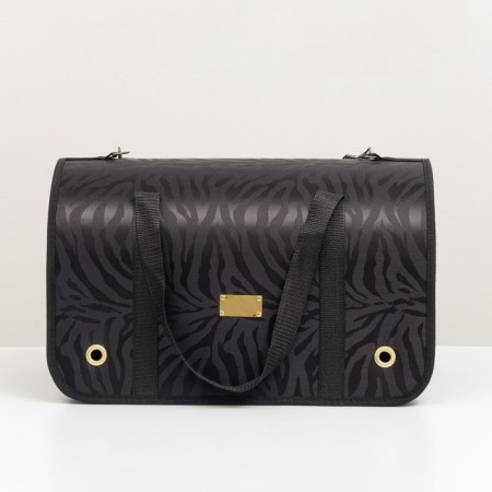 Bag - Animal carrying "Lux", PVC, Jacquard, 46 x 28.5 x 30 cm, black-1