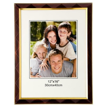 Photo frame plastic 30x40 cm "Line-diagonal on chocolate, double gold frame" 44.7x34.8 cm 53759-3