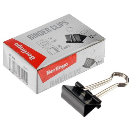 Paper clamps 19 mm, 12 pieces, black
