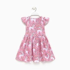 Dress for girls, pink/mint/white color, height 98 cm