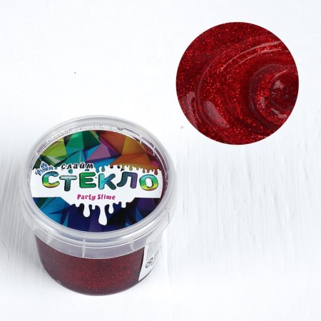 Slime "Glass" with red sparkles, 90 g