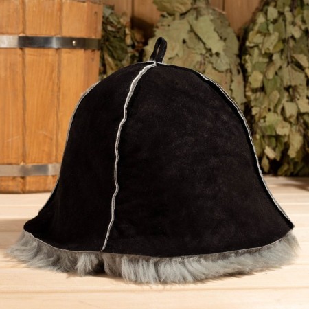Bath cap from the "premium" sheepskino straight seam, black
