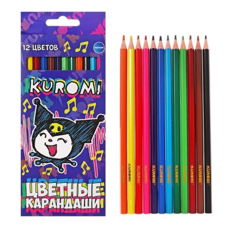 Caucal pencils 12 colors Kuromi, plastic housing, hexagonal