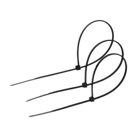 Nylon clamp, plastic, 2.5x200mm, black, in packaging 100 pcs.