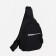 Male sling bag from textiles, headphone opening, black color