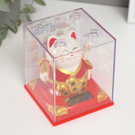 Plastic Plastic "White Mani-Neko in the Red Red robe" 8x8x8.2 cm-1