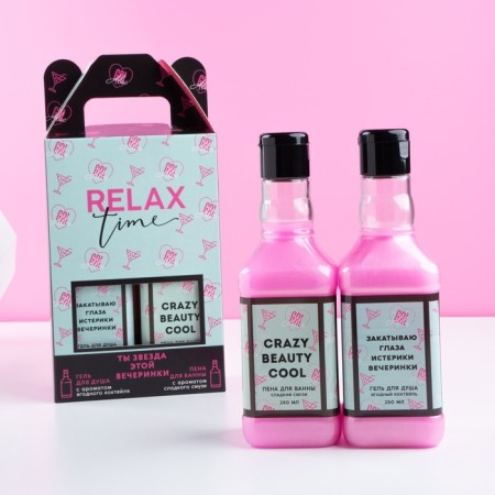 Gift set of cosmetics Relax Time, shower gel 250 ml and bath foam 250 ml, pure happiness