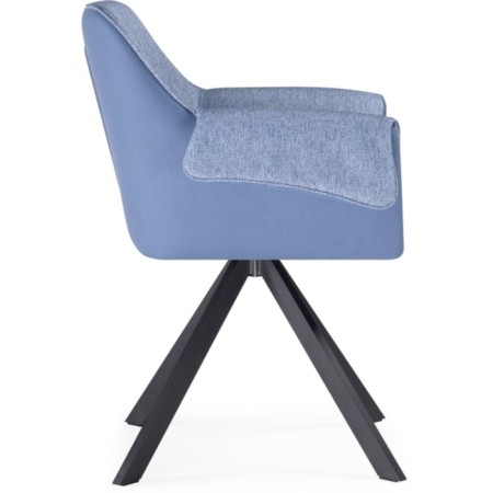 Chair on the metal frame Caita metal/fabric, black/blue 66x53x86 cm-2