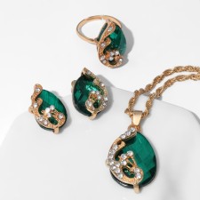 Set 3 objects: earrings, pendant, ring 