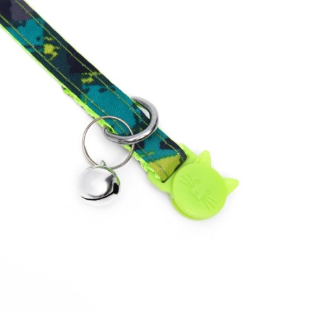 Koshachi collar with a cat-shaped buckle, width 1 cm, dark green-4