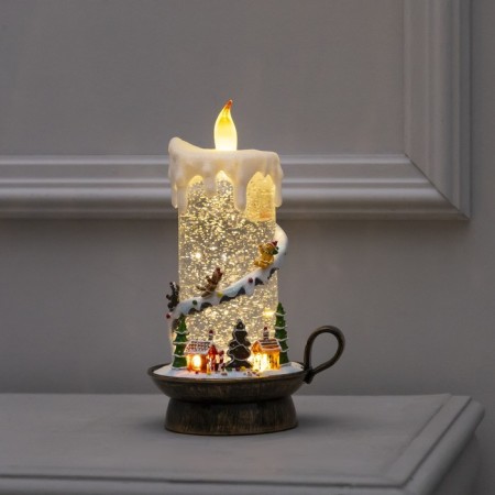 LED candle with gingerbread gingerbread, 14 × 23 × 12 cm, plastic, AAX3 batteries (not in the kit), USB, glow warm white
