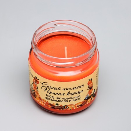 Natural eco candle "Juicy orange and spicy cinnamon", 7x7.5 cm, 14 hours-2