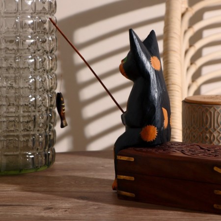 Interior souvenir "Cat Fisherman" Black 20 cm-1