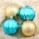 Set of balls plastic D-6 cm, 4 pcs "Flowers Geometry" golden blue