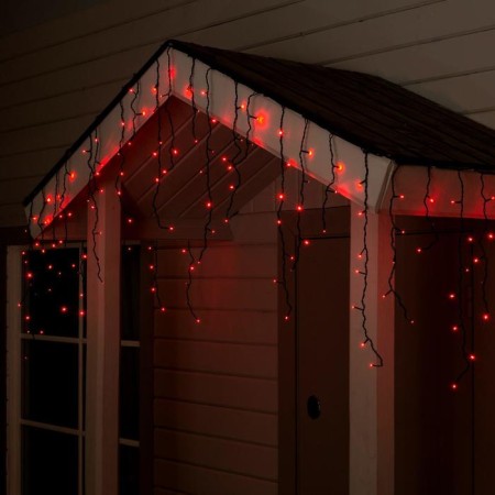 Garland "fringe" 4 × 0.6 m, IP44, dark thread, 180 LED, red glow, 8 modes, 220 V