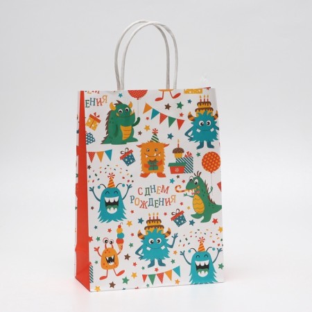 Gift Craft Package "Happy Birthday" 18 x 8 x 25 cm, 120 g/m²