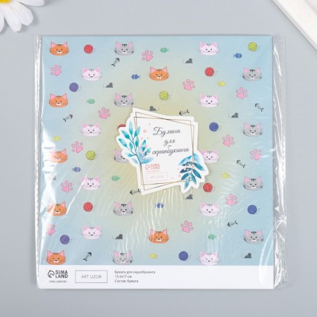 Scrapbooking paper "kittens" density 180 g 15.5x17 cm-3