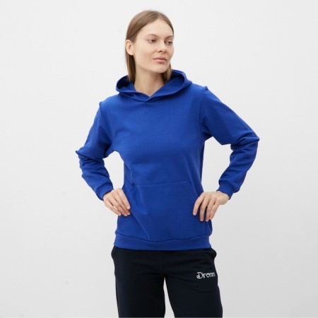 Women's sweatshirt is laid down, the color is blue, size 50