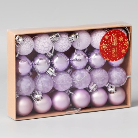 Set of balls Plastic D-3 cm, 24 pcs "Tradition" cod, lilac-1