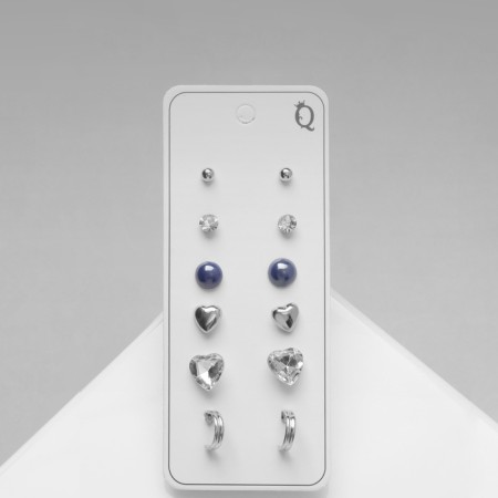 Pusets 6 pairs "Romance" hearts and circles, color-1