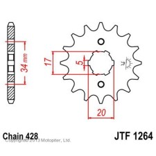 Front star, host, JTF1264 for a motorcycle, steel