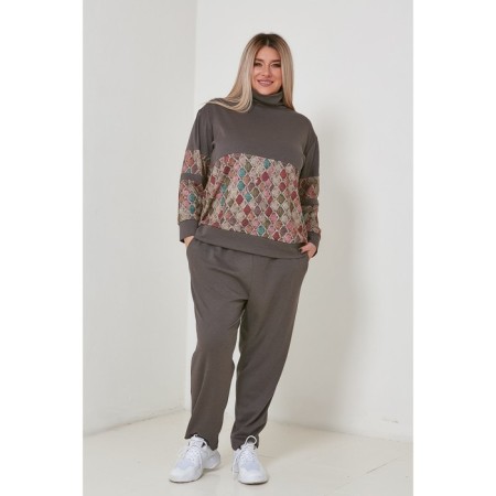 Female suit, size 66, gray color-1