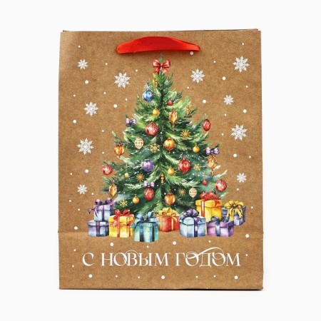 Gift New Year Craft vertical “Happy New Year”, Christmas tree, MS 18 x 23 x 10 cm-2