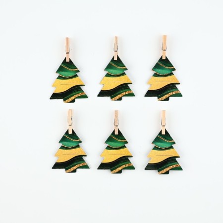 New Year's jewelry for glasses with predictions, Christmas trees, 4.2 x 5 cm, 6 pcs.-3