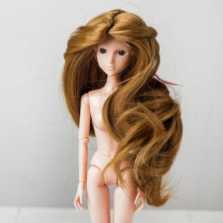 Hair for dolls "wavy with a tail" is small, color 24-2