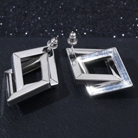 Earrings Metal "Geometry" Symbiosis, Color silver-2