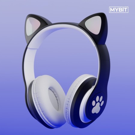 MYBIT W-32 braids, wireless, MIC, BT 5.0, AUX, Microsd, MP3, 400 mAh, black-1