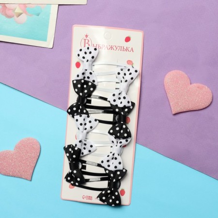 Invisibility for hair "bows" (set of 8 pcs) peas, black and white-2