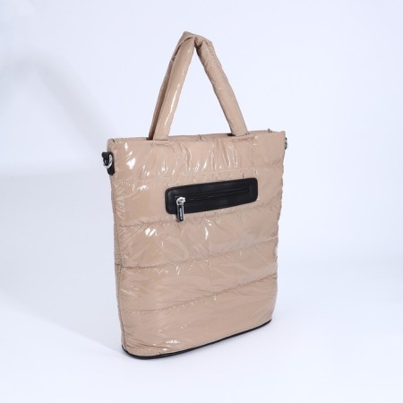 Luggage bag, external pocket, long belt, beige color-1