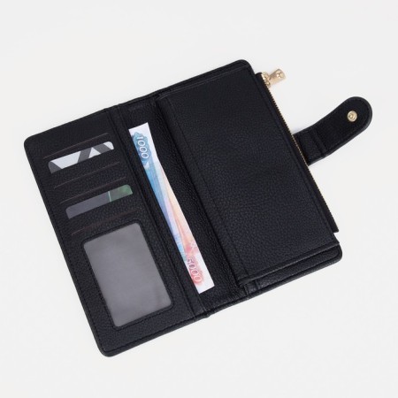 Women's wallet on the button, black color-5