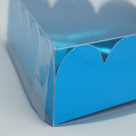 Cookie box, confectionery packaging with PVC lid, “blue”, 18 x 3 cm-3