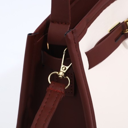 Cross-Bodi Bag on a zipper, white/brown color-4