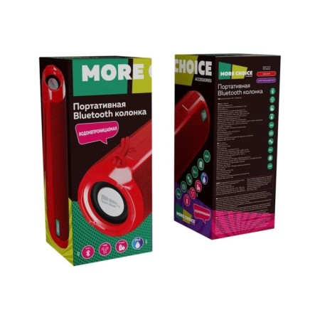 Portable column More Choice BS22, 10 W, BT 5.3, TWS, IPX5, 1800 mAh, red-5