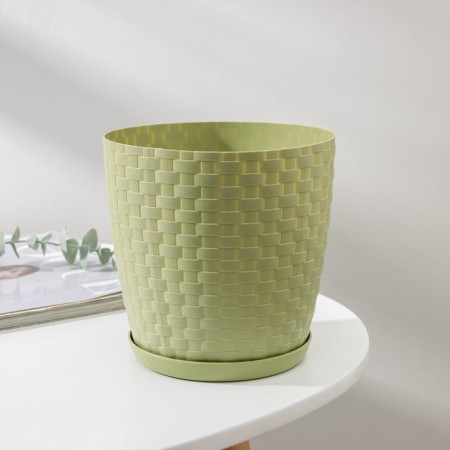 Pot for flowers with the Podon "Rotan", 2 l, olive color-1