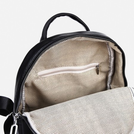 A backpack with a zipper, 4 outer pockets, black color-4