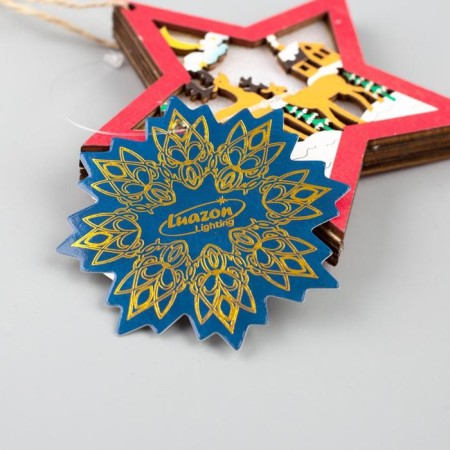 Christmas tree toy "Red Star with deer", from batteries, a glow of RGB-3