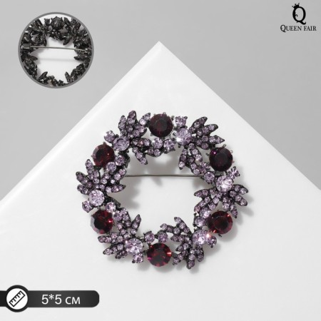 Brooch "Wreath" from leaves, purple color in gray metal